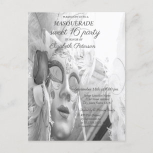 Coole Maskerade Chic Maske Sweet 16 Einladungspostkarte
