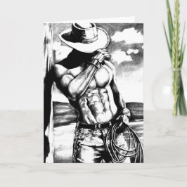 coole maskuline Fine Art zeichnend Cowboy Bodybuil Feiertagskarte