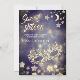 Coole Masquerade Mond & Stars 16 . Geburtstag Einladung