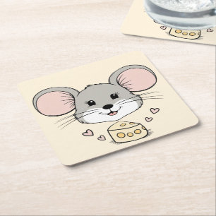 Coole Mäuse Haustiere Cartoon Valentine Rechteckiger Pappuntersetzer