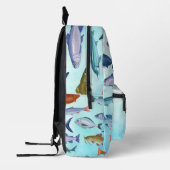Coole Meeresfische Ozeanmuster Blaue Aquarellfarbe Bedruckter Rucksack (Links)