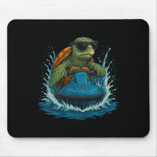 Coole Meeresschildkröte mit Sungles Jet Ski Rider Mousepad