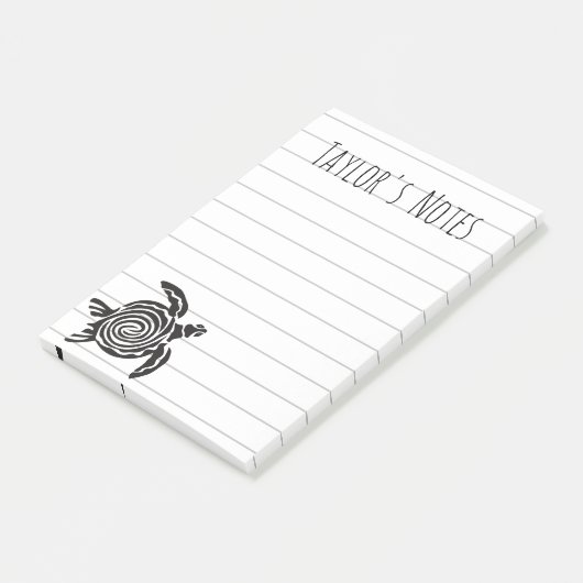 Coole Meeresschildkröte Personalisierter Name Nach Post-it Klebezettel (angewinkelt)