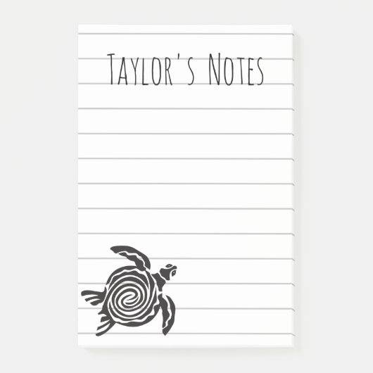 Coole Meeresschildkröte Personalisierter Name Nach Post-it Klebezettel (Vorderseite)