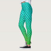 Coole Meerjungfrau Aqua Gradient Fish Scales Muste Leggings (Links)