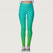 Coole Meerjungfrau Aqua Gradient Fish Scales Muste Leggings (Vorderseite)