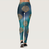 coole Meerjungfrau Glitzer Muscheln Blau Gold Einh Leggings (Rückseite)