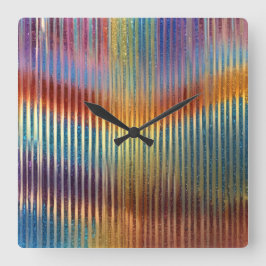Coole mehrfarbige Glitter-Optik-Wanduhr Quadratische Wanduhr