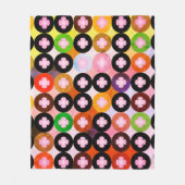 Coole Mehrfarbige Kreise und rosafarbene Knöpfe Fleecedecke (Vorderseite)