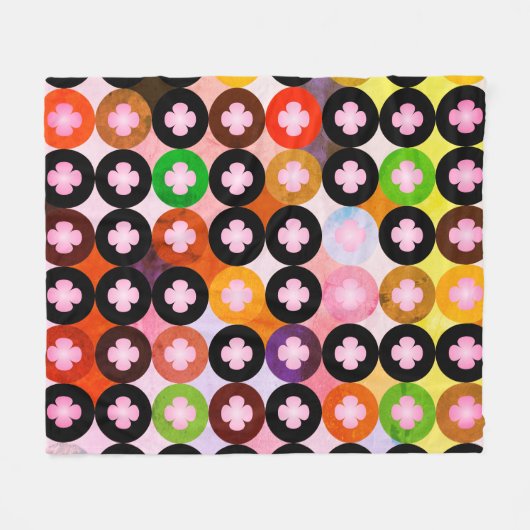Coole Mehrfarbige Kreise und rosafarbene Knöpfe Fleecedecke (Vorderseite (Horizontal))