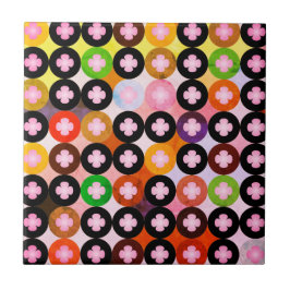 Coole Mehrfarbige Kreise und rosafarbene Knöpfe Fliese