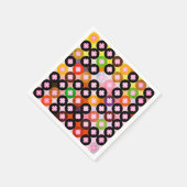 Coole Mehrfarbige Kreise und rosafarbene Knöpfe Serviette (Ecke)