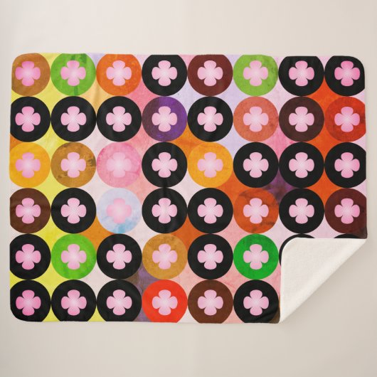 Coole Mehrfarbige Kreise und rosafarbene Knöpfe Sherpadecke (Vorderseite (Horizontal))