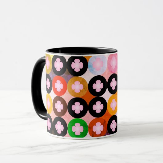Coole Mehrfarbige Kreise und rosafarbene Knöpfe Tasse (Vorderseite Links)