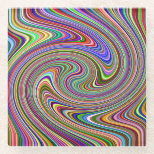 Coole mehrfarbige Swirling Stripes Regenbogen Glasuntersetzer