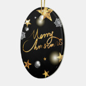 Coole Metallic Gold Black Stars Merry Xmas Script Keramik Ornament (Links)