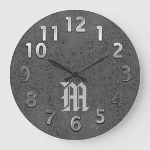 Coole Metallschau-Monogramm-Uhr Große Wanduhr