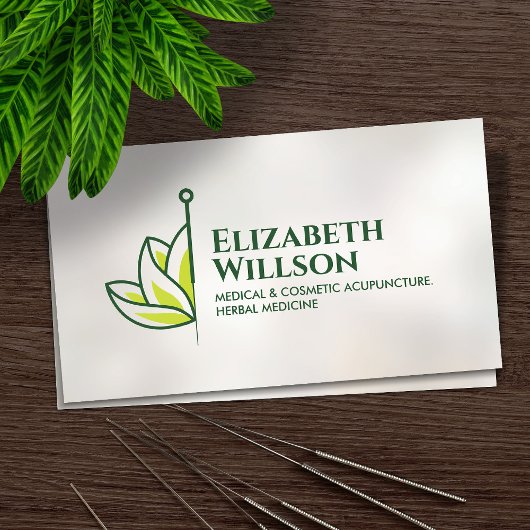 Coole Minimal-Akupunkturnadel - Lotus-Blume Visitenkarte