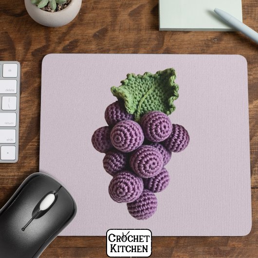 Coole Minimalistische Lila Oma Chic Crochet Traube Mousepad