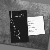 Coole Minimalistische Schwarz-weiße Schere Haarste Visitenkarte