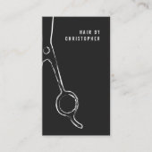 Coole Minimalistische Schwarz-weiße Schere Haarste Visitenkarte (Vorderseite)