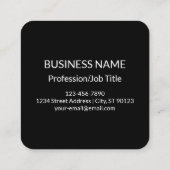 Coole minimalistische Vorlage | schwarz Quadratische Visitenkarte (Rückseite)