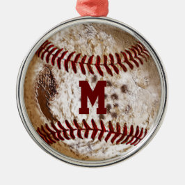 Coole mit Monogramm Baseball-Verzierungen Silbernes Ornament