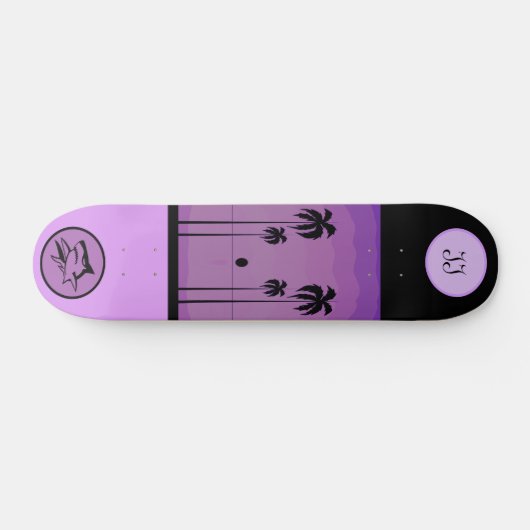 Coole Mit Monogramm Lila Skateboard (Horizontal)