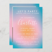 Coole Mod Farbige Groovy Custom Foto Abschluss Einladung (Vorne/Hinten)