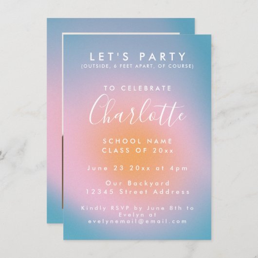 Coole Mod Farbige Groovy Custom Foto Abschluss Einladung (Vorne/Hinten)