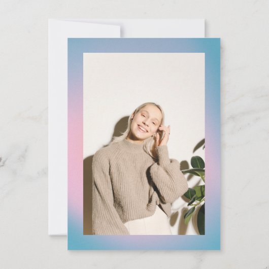 Coole Mod Farbige Groovy Custom Foto Abschluss Einladung (Rückseite)