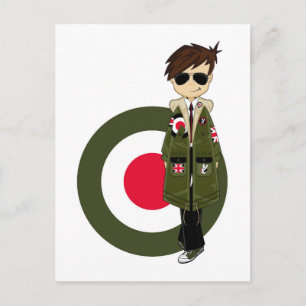 Coole Mod in Parka und Sonnenbrille Postkarte