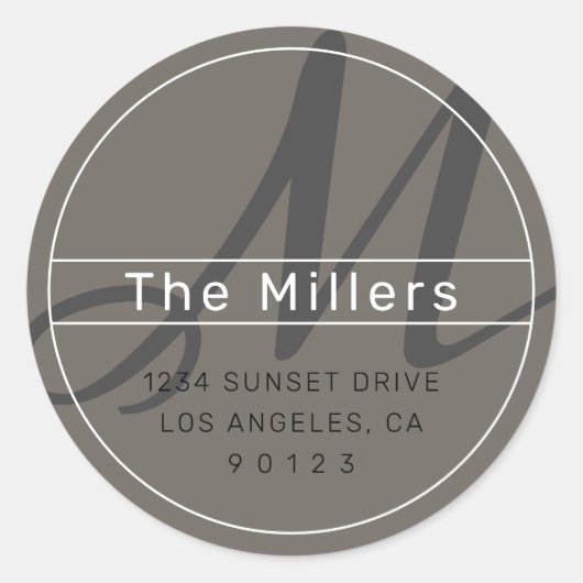 Coole moderne Adresse Schwarz Weiß Runder Aufkleber (Vorderseite)