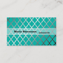 Coole, moderne, aquamarine und graue Quarrefolie Visitenkarte