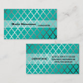 Coole, moderne, aquamarine und graue Quarrefolie Visitenkarte (Vorne/Hinten)