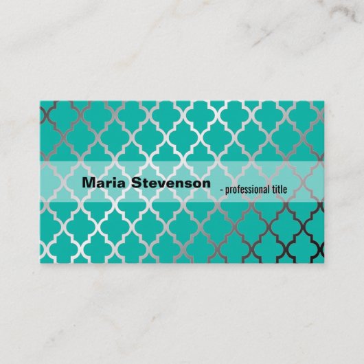 Coole, moderne, aquamarine und graue Quarrefolie Visitenkarte (Vorderseite)