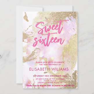 Coole moderne Aquarelltypografie süß 16 Einladung