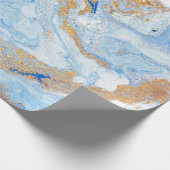 Coole, moderne Blaue-Gold-Marmorsteinstruktur Geschenkpapier (Ecke)