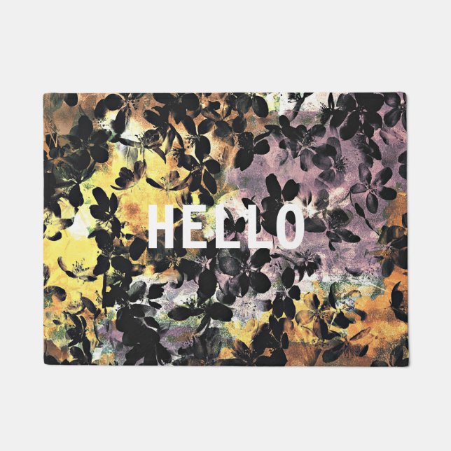 Coole, moderne Blume Musterkunst Fußmatte (Vorderseite)