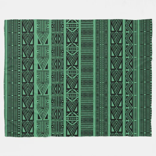 Coole, moderne Boho Schwarz-Grün-Muster Streifen Fleecedecke (Vorderseite (Horizontal))