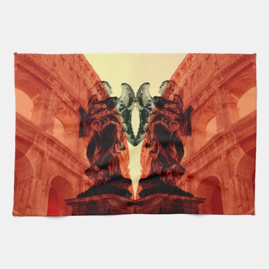 Coole moderne Collage des historischen Rom in Rot Geschirrtuch (Horizontal)