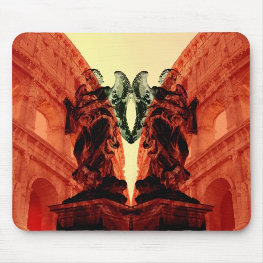 Coole moderne Collage des historischen Rom in Rot Mousepad (Vorne)