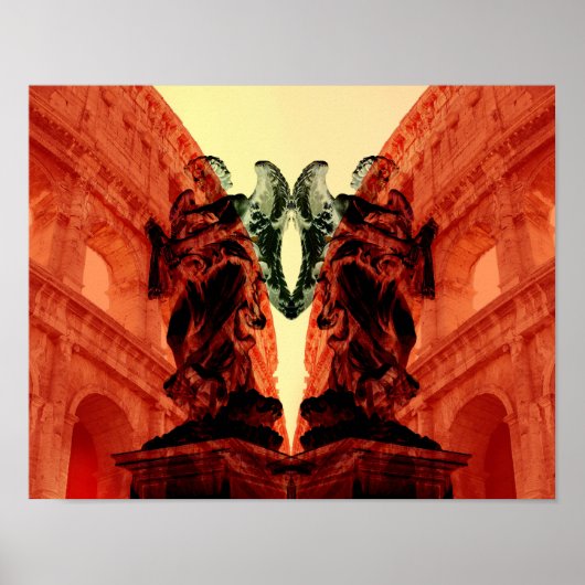 Coole moderne Collage des historischen Rom in Rot Poster (Vorne)