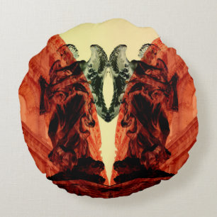 Coole moderne Collage des historischen Rom in Rot Rundes Kissen