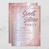 Coole moderne Diamant-Luxus-Rose Gold süß 16 Einladung (Vorne/Hinten)