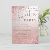 Coole moderne Diamant-Luxus-Rose Gold süß 16 Einladung (Stehend Vorderseite)