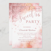 Coole moderne Diamant Luxus Rose Gold süß 16 invi Einladung (Vorne/Hinten)