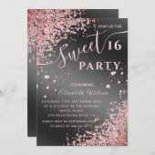 Coole moderne Diamant Luxus Rose Gold süß 16 invi Einladung (Vorne/Hinten)