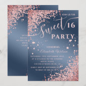 Coole moderne Diamant Luxus Rose Gold süß 16 invi Einladung (Vorne/Hinten)