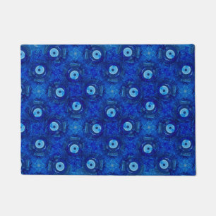Coole, moderne digitale Kunst des blauen bösen Aug Fußmatte